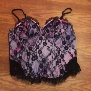 Purple and black lace bustier